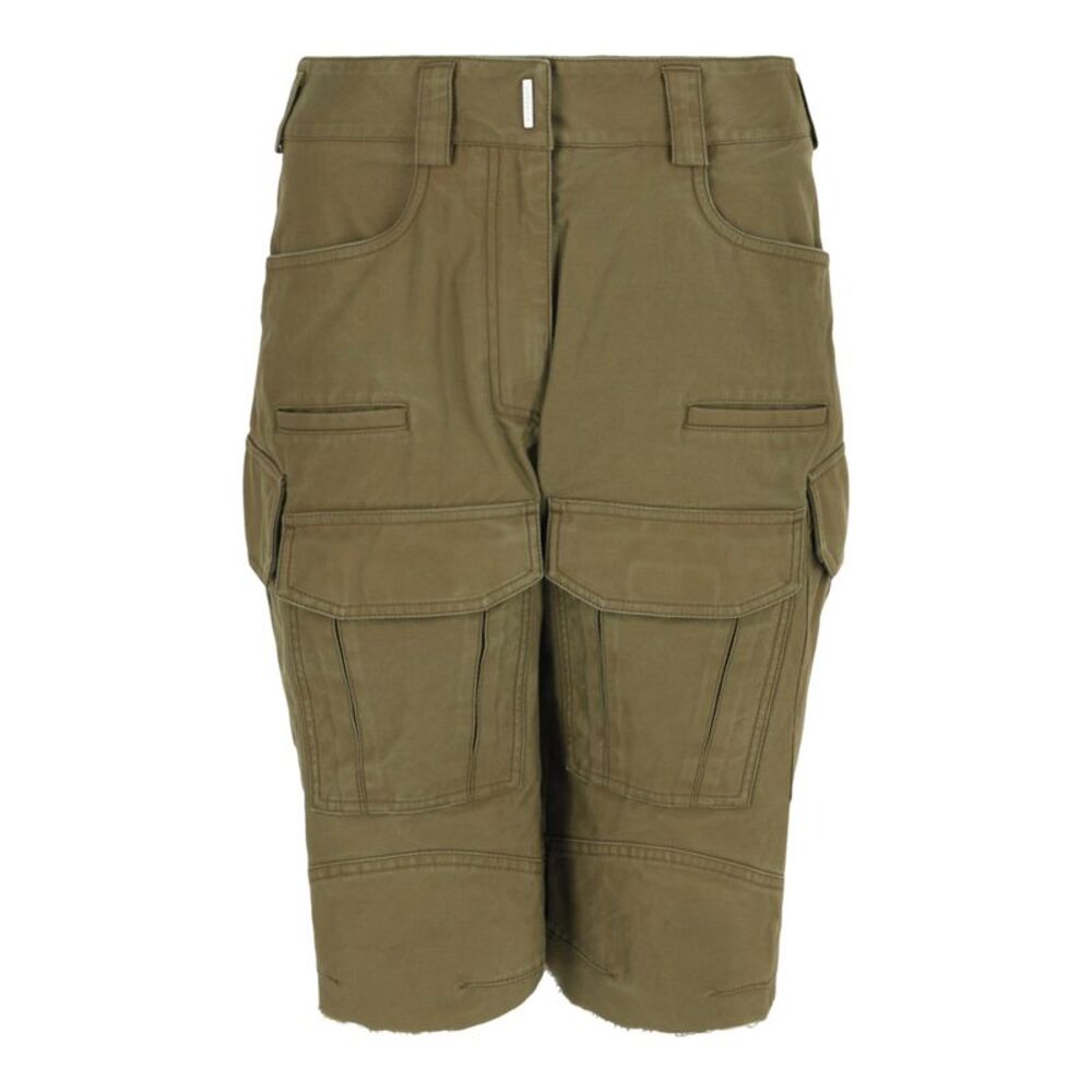 Givenchy Frayed Multi-Pocket Cargo Shorts Green Womens
